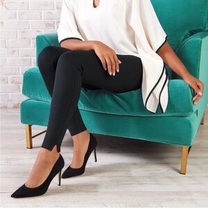 SPANX Black Ponte Split Hem Slimming Leggings Ankle Length Pants XL NWOT